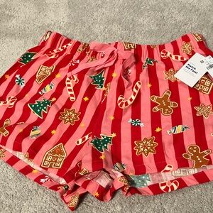 Old Navy Christmas Holiday Shorts Pajamas M NWT Gingerbread Candycane